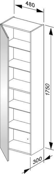 Keuco X-Line Hochschrank, Türanschlag links, 48x175x30cm 33130180001