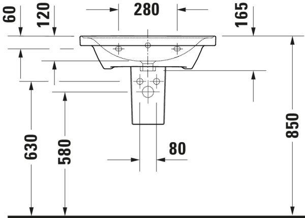 Duravit D-Neo Waschtisch rechteckig 65x48cm, mit Überlauf, mit Wondergliss, weiß 23676500601