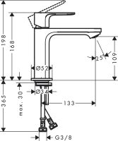 Vorschau: Hansgrohe Rebris E Einhebel-Waschtischarmatur 110 CoolStart ohne Ablaufgarnitur, chrom 725600001