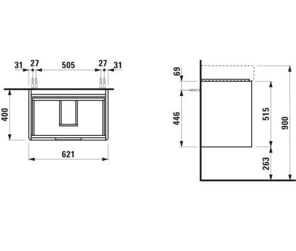 Laufen Juna Waschtischunterbau 62cm für Val Waschtisch H810284
