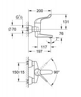 Vorschau: Grohe Euroeco Special Einhand-Sicherheitsmisch-Waschtischbatterie, Ausladung 197mm, chrom