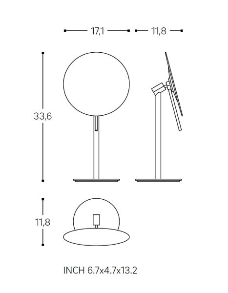 Cosmic Essentials Stand-Kosmetikspiegel Ø17cm, 5-fache Vergrößerung, schwarz matt