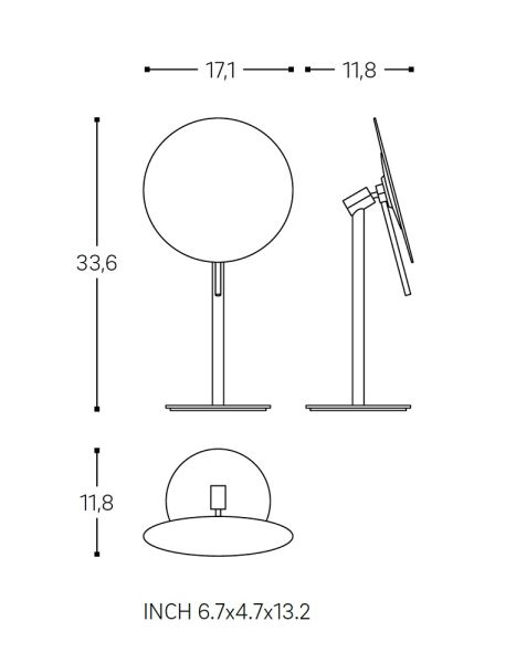 Cosmic Essentials Stand-Kosmetikspiegel Ø 17cm, 5-fache Vergrößerung, schwarz matt