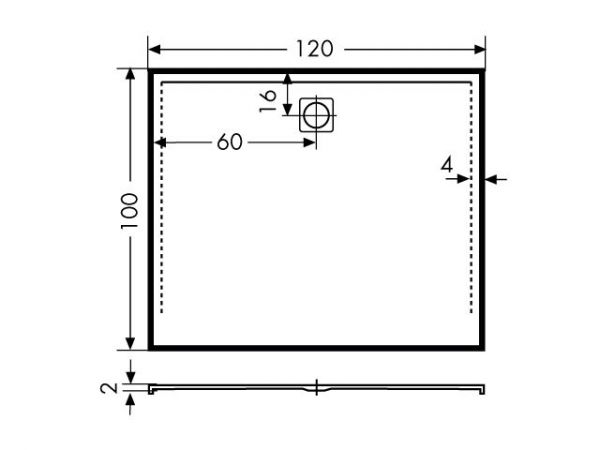 Polypex PLANO 120x100 Duschwanne 120x100x2cm