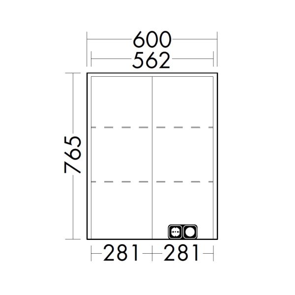 Burgbad Devio Spiegelschrank 60x76cm mit horizontaler LED-Beleuchtung, 2 Spiegeltüren