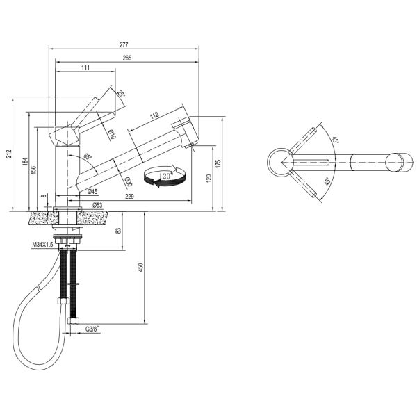 Villeroy&Boch Como Switch Küchenarmatur aus Edelstahl, Ausziehbrause, edelstahl poliert 927200LE