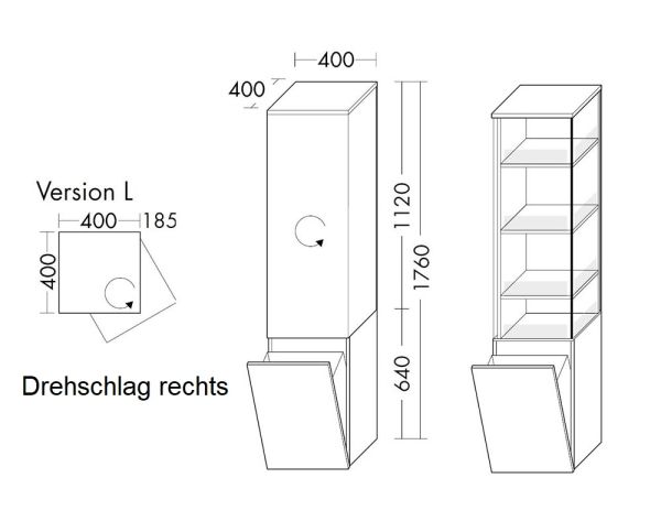 Burgbad Sys30 MagicTwist Drehschrank mit Wäschekippe