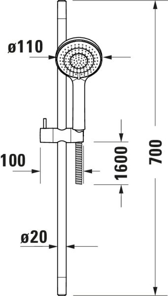 Duravit Brauseset aus Brausestange 70cm, 3jet Handbrause 11cm & Schlauch 1,60m, schwarz matt