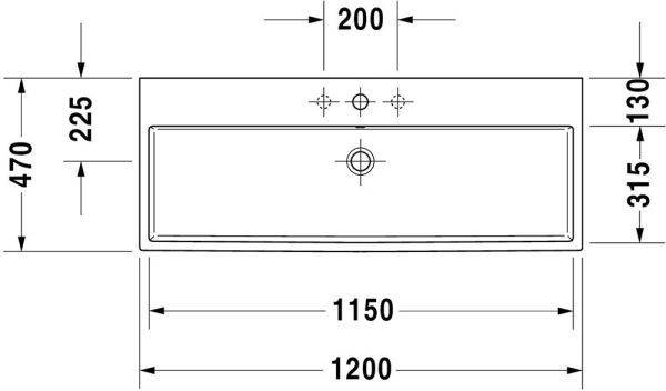Duravit Vero Air Waschtisch rechteckig 120x47cm, mit 1 Hahnloch, ohne Überlauf, weiß 2350120041