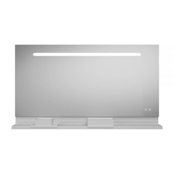 Burgbad Fiumo Leuchtspiegel mit horizontaler LED-Beleuchtung, Wandablage mit Pliséefront und Reling SFXU140F3956