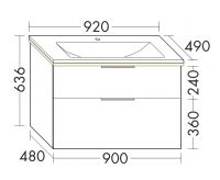 Vorschau: Burgbad Eqio Mineralguss-Waschtisch 92cm mit Unterschrank, LED-Beleuchtung, 2 Auszüge