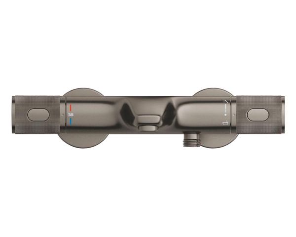 Grohe Precision Feel Thermostat-Wannenbatterie mit ProGrip Rändelstruktur, hard graphite gebürstet