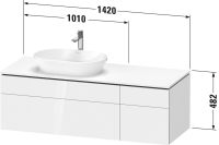 Vorschau: Duravit L-Cube Waschtischunterschrank wandhängend 142x55cm mit 4 Schubladen für Aufsatzbecken links