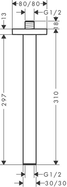 Hansgrohe Deckenanschluss E 30cm, schwarz matt