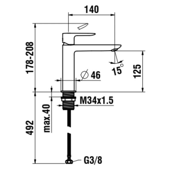 Laufen Cityplus Einhebelmischer mit Eco+, Ausladung 14cm