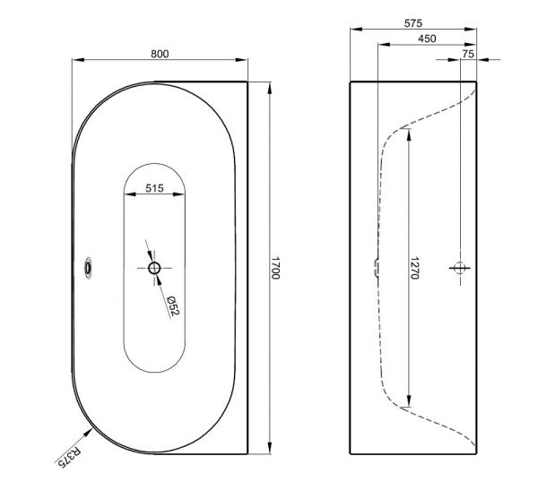 Bette BetteLux Oval I Silhouette Vorwand-Badewanne