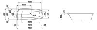 Vorschau: Laufen Palomba Einbau-Badewanne aus Sanitäracryl, 20mm Rand, 180x80cm, weiß, techn. Zeichnung