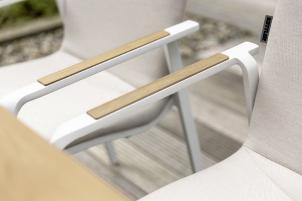 KETTLER DINING DIAMOND Casual-Dining-Set inkl. Tisch Sunbrella®, weiß matt/ natte linen chalk