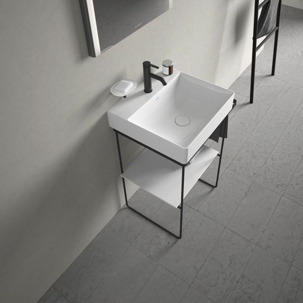 Duravit DuraSquare Waschtisch 50x47cm, ohne Überlauf, mit Wondergliss, mit nicht verschließbarem Ablaufventil, weiß 23535000411