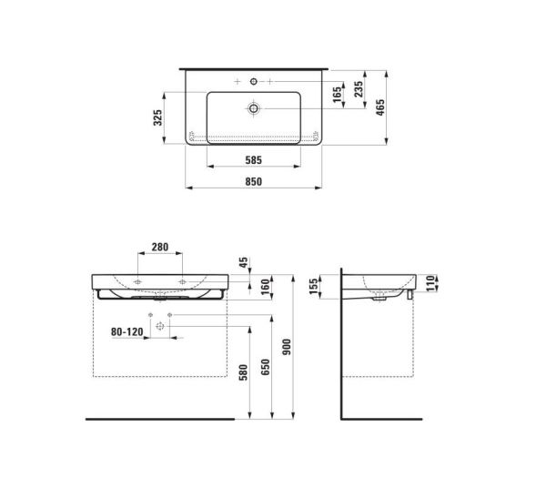 Laufen Pro X Waschtisch 85x46,5cm
