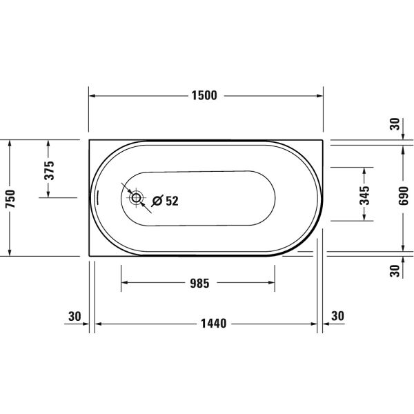 Duravit DuraSenja Eck-Badewanne 150x75cm, weiß, links 700576000000000