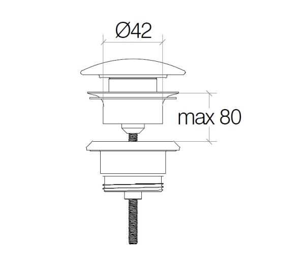 lineabeta BUSI E CANE Druck-Ablaufgarnitur mit Keramikkappe Ø42 verstellbar 0–80 mm, weiß matt 53977.26