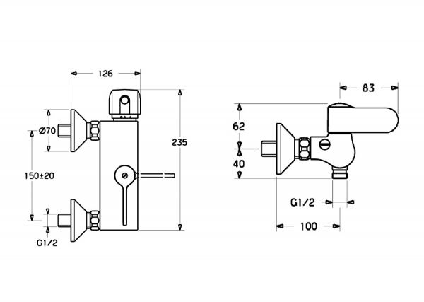 Hansa Hansatempra Brause-Thermostat-Batterie, mit Verbrühschutz, chrom