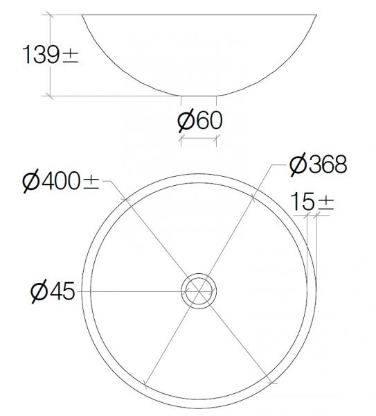 lineabeta Acquaio Glasbecken mit Aufsatzring, Ø40cm, gold