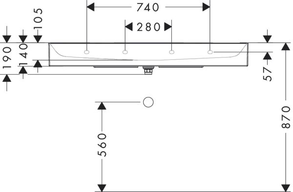hansgrohe Xevolos E Aufsatzwaschtisch geschliffen 120x48cm