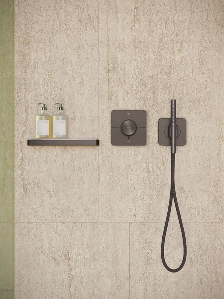 Axor Citterio C Portereinheit, Stabhandbrause 2jet & Textilschlauch, softsquare, brushed black chrome 49626340