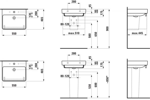 Laufen Pro S Waschtisch 55x46,5cm, weiß