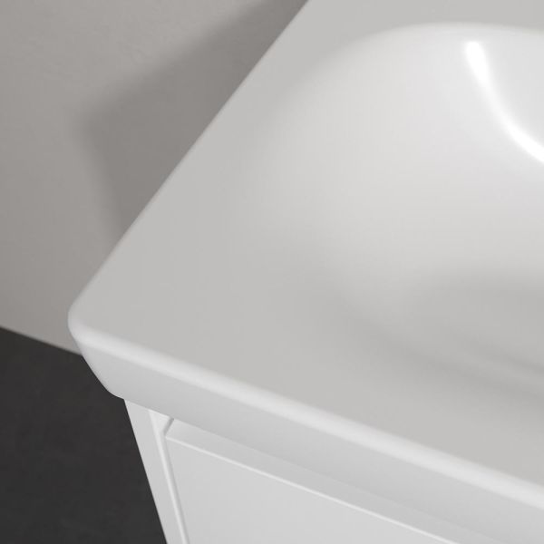 Villeroy&Boch Skyla Waschtisch 80x46cm, Ablagefläche rechts in stone white