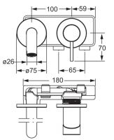 Vorschau: Hansa Hansapublic Fertigmontageset Waschtisch-Einhand-Wandbatterie, Ø 26mm, Ausladung 225mm, chrom