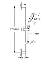 Vorschau: Grohe Tempesta Cube 110 Brausestangenset 90cm, 3 Strahlarten, 13,5 l/min, chrom