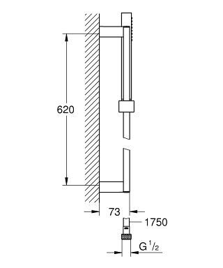 Grohe Euphoria Cube+ Stick Brausestangenset 1 Strahlart 620mm, chrom