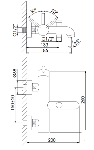 Steinberg Serie 100 WanneBrause-Einhebelmischer-Batterie 12, rosè gold 1001100RG