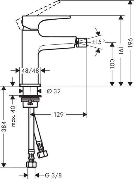 Hansgrohe Metropol Einhebel-Bidetmischer mit Bügelgriff und Push-Open Ablaufgarnitur, chrom