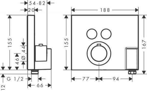Axor ShowerSelect Thermostat Square Unterputz, für 2 Verbraucher, mit FixFit und Porter, eckig