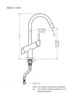 Vorschau: WimTec VIVA K4 - ND 9 V Manuelle Niederdruck-Kücheneinhebelmischer für Batteriebetrieb, chrom