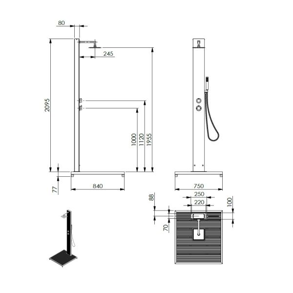 Ideal Kuba Modell 70 Gartendusche, schwarz 706553