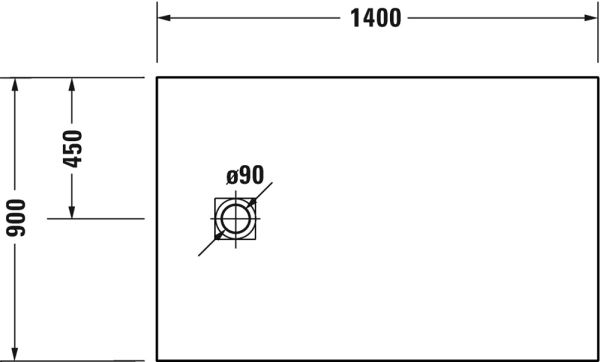 Duravit Sustano Duschwanne 140x90cm, rechteckig, schneidbar tech. Zeich.