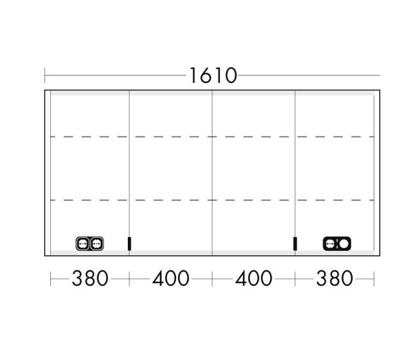 Burgbad rl20 Spiegelschrank 161x80cm mit Klarglas Lichtrahmen, 4 Türen SPVM160F6947