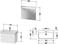 Vorschau: Duravit No.1 Badmöbel-Set 80cm mit Waschtisch, Spiegel, 1 Auszug und Innenschublade