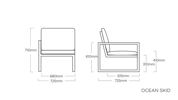 KETTLER OCEAN SKID Modular Endteil links, anthrazitgrau/hellgrau-meliert (Kissen),Teak