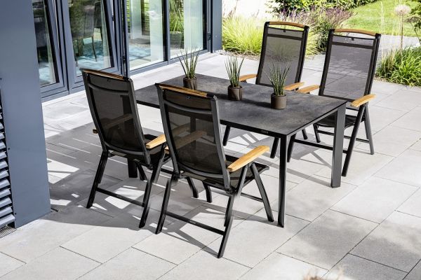 KETTLER EDGE MEMPHIS Gartenmöbel-Set, Tisch und 4x Multipositionssessel