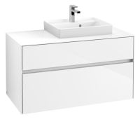 Villeroy&Boch Collaro Waschtischunterschrank passend zu Aufsatzwaschtisch 43345G, 2 Auszüge, 100cm, weiß C01500DH