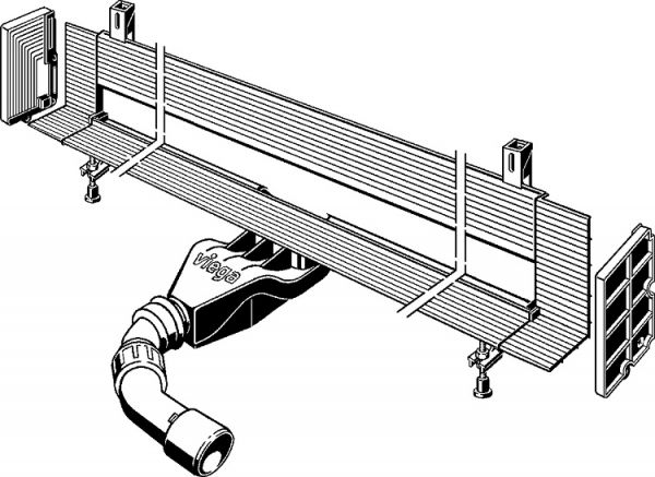 Viega Advantix Vario-Duschrinnen-​Grundkörper Wand, Einbauhöhe ab 70mm, Länge 300-1200mm