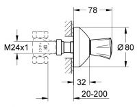 Vorschau: Grohe Costa L Unterputz-Ventil Oberbau, Einbautiefe 20-200mm, Markierung rot, chrom