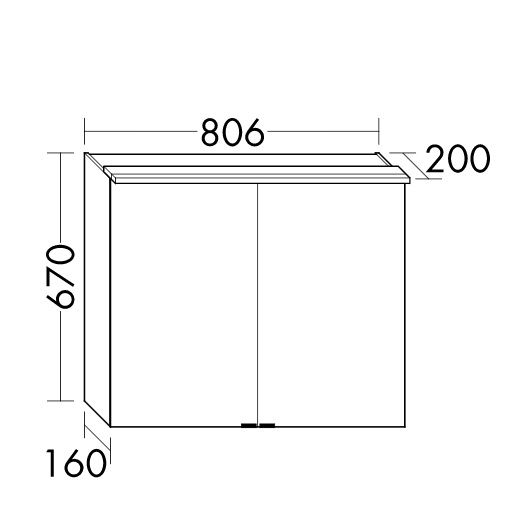 Burgbad Fiumo Spiegelschrank mit horizontaler LED-Beleuchtung und 2 Spiegeltüren 80,6x67cm