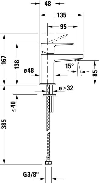 Duravit Manhattan Einhebel-Waschtischarmatur S ohne Ablaufgarnitur, schwarz MH1010002046